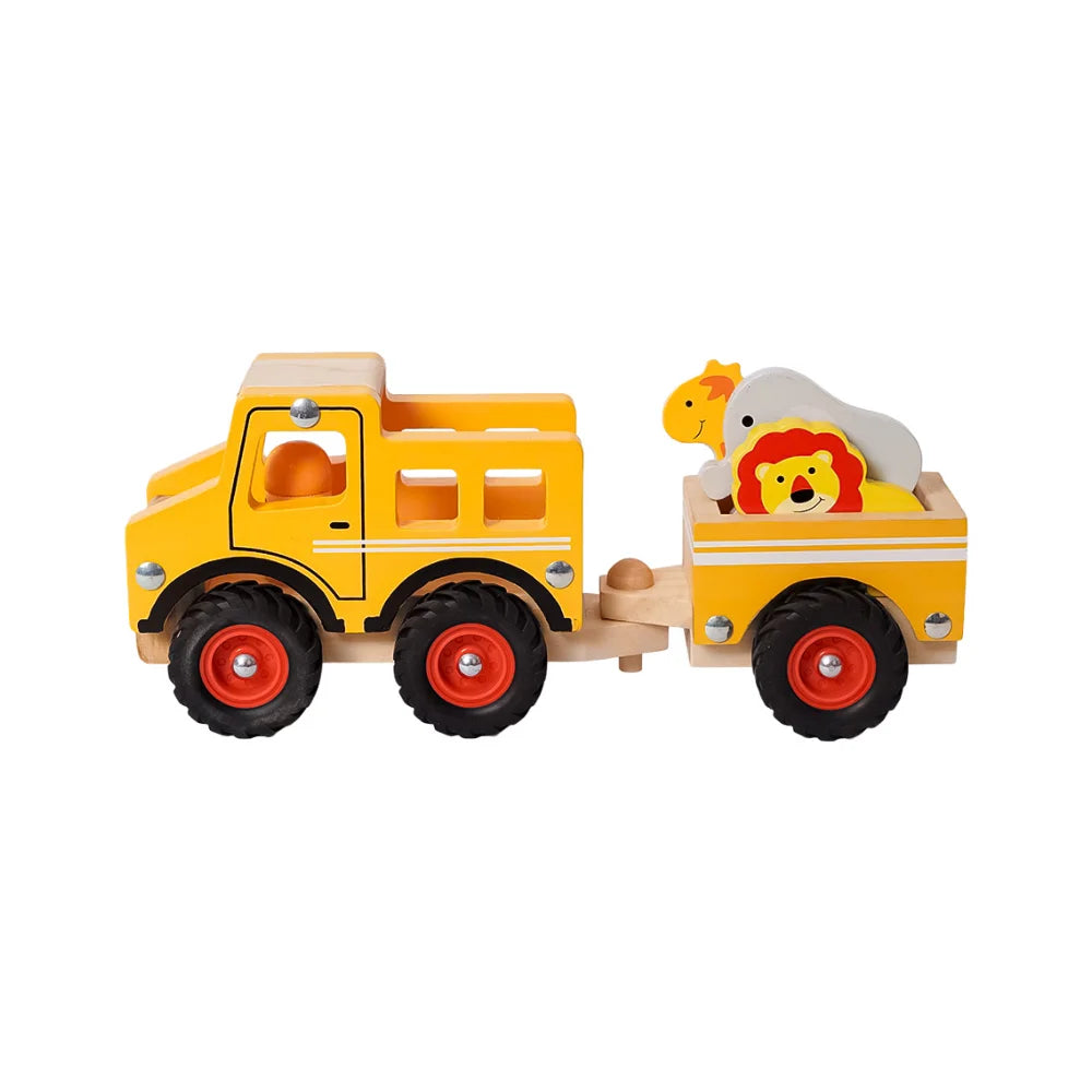 Houten Auto - Dierentuindieren - 5-delig | Fantastic Gifts