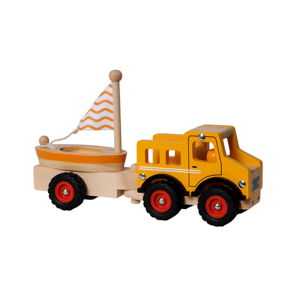 Houten Auto - Truck met Boottrailer - 3 delig | Fantastic Gifts