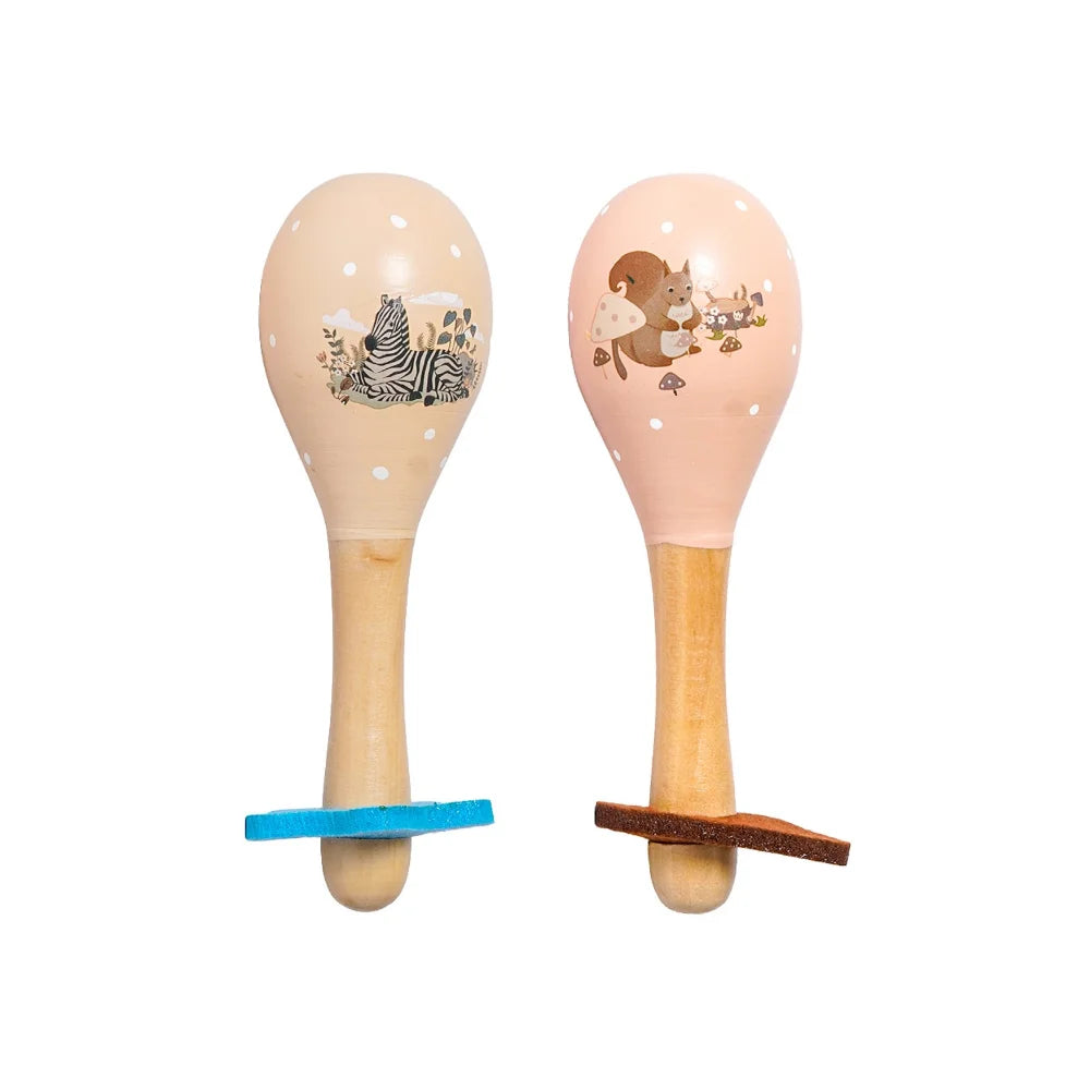 Houten Maracas - Zebra & Eekhoorn - Set van 2 | Fantastic Gifts