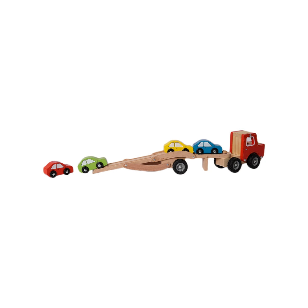 Houten Autotransporter Vrachtwagen - Rood 4 | Fantastic Gifts