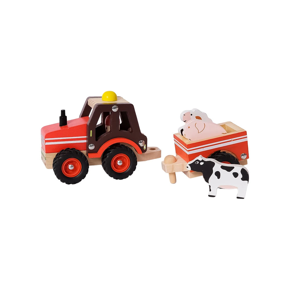 Houten Traktor met Dierentrailer - 5 delig 3 | Fantastic Gifts