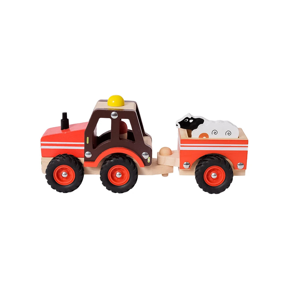 Houten Traktor met Dierentrailer - 5 delig 4 | Fantastic Gifts