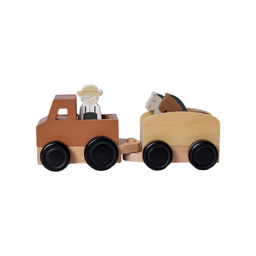Houten Traktor met Paardentrailer - 5 delig 2 | Fantastic Gifts