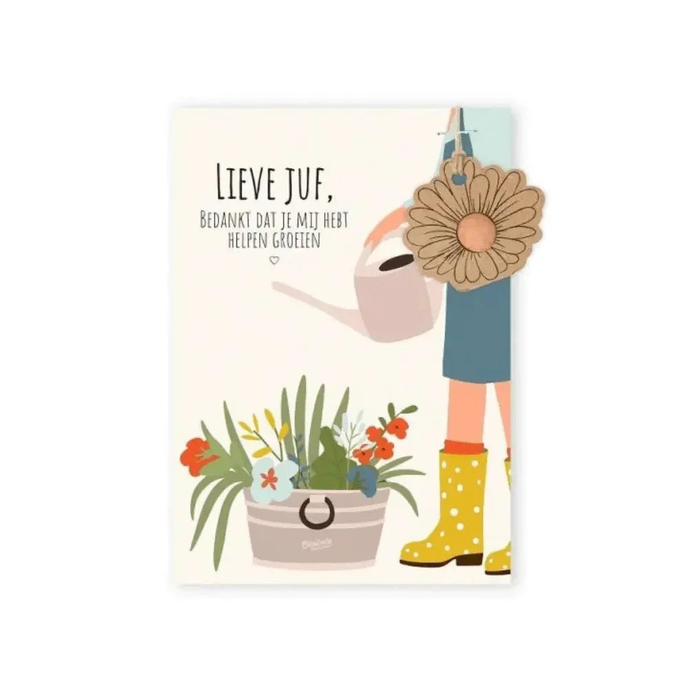 Blossombs - Lieve Juf Kaart + Hanger | Fantastic Gifts Shop